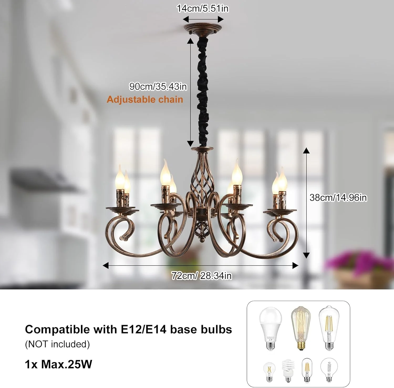 Modern Bronze Rustic Chandeliers 6/8 Heads - Image 11