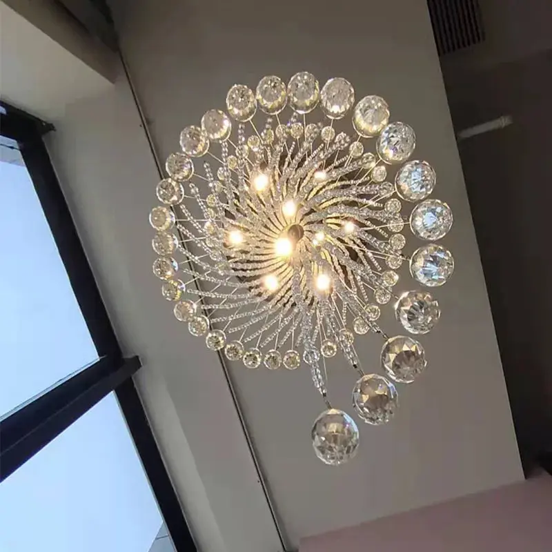 Modern Spiral Crystal Staircace Ceiling Chandelier - Image 5