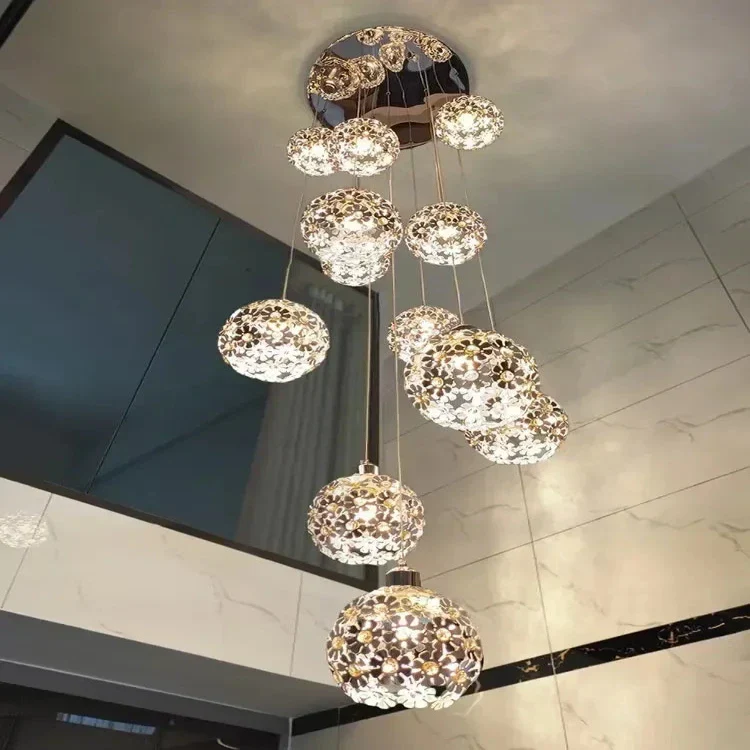 Modern Stainless Steel Petal Chandelier for Staircase - Image 3