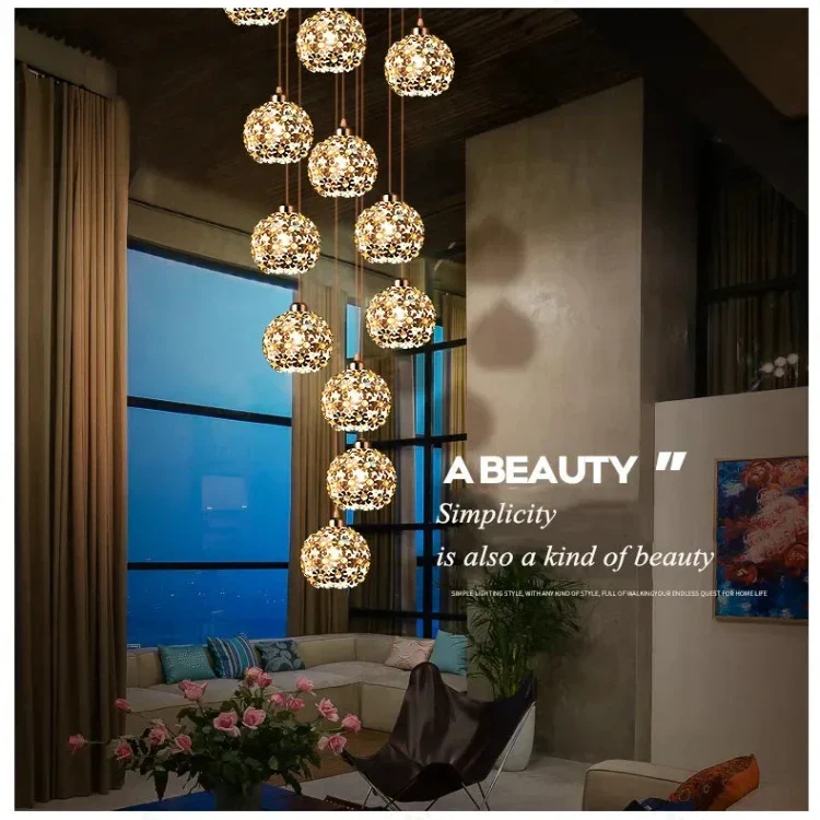 Modern Stainless Steel Petal Chandelier for Staircase - Image 5