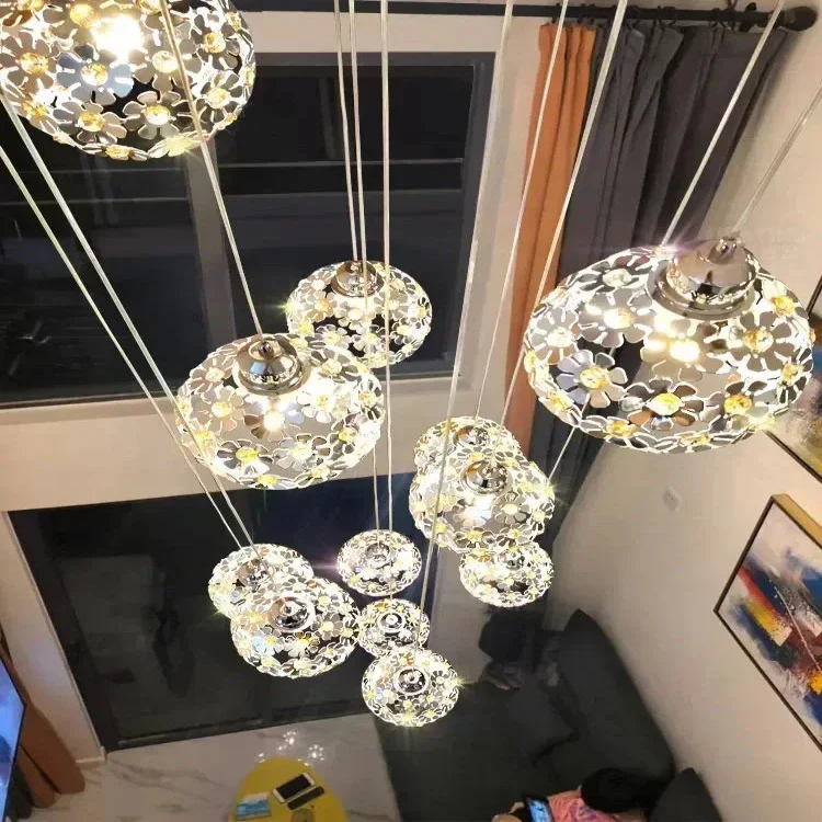 Modern Stainless Steel Petal Chandelier for Staircase - Image 6