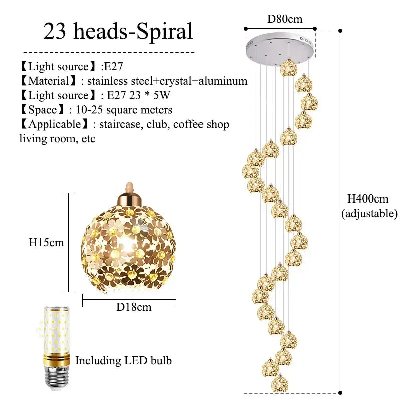 Modern Stainless Steel Petal Chandelier for Staircase - Image 8