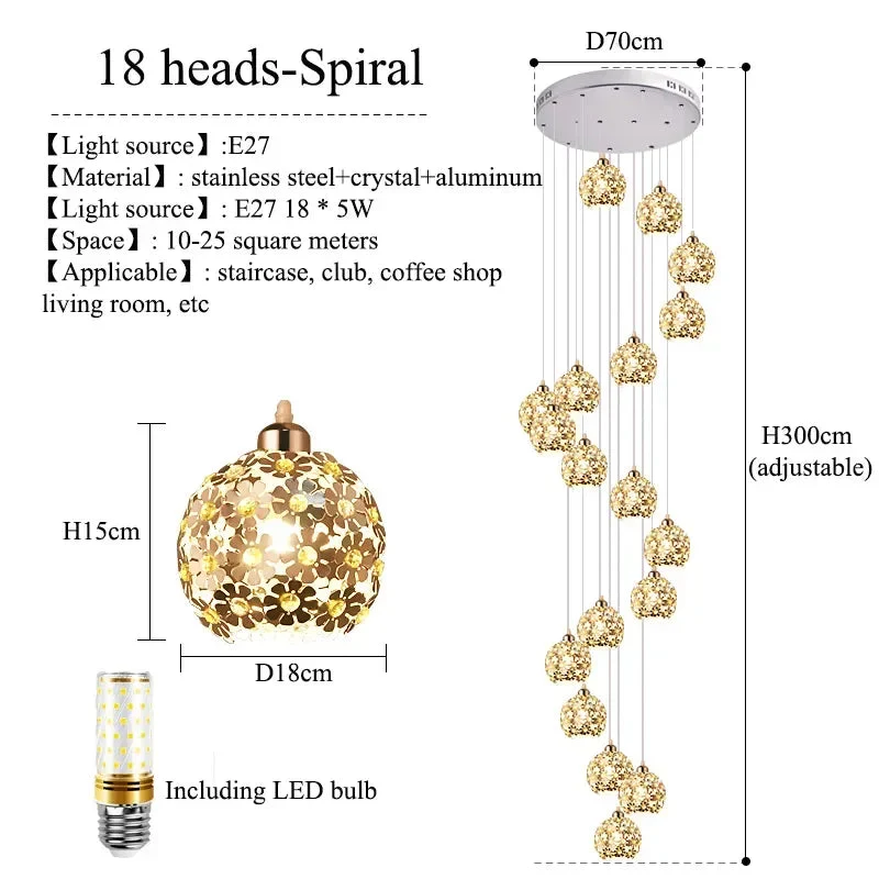 Modern Stainless Steel Petal Chandelier for Staircase - Image 9