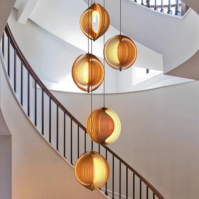 Nia Wood Staircase Chandelier - Image 2