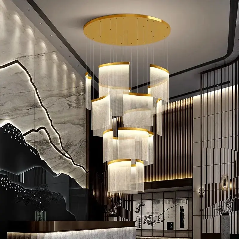 Nordic Ceiling Stair Chandelier Gold/Black - Image 2