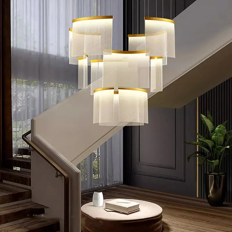 Nordic Ceiling Stair Chandelier Gold/Black - Image 4