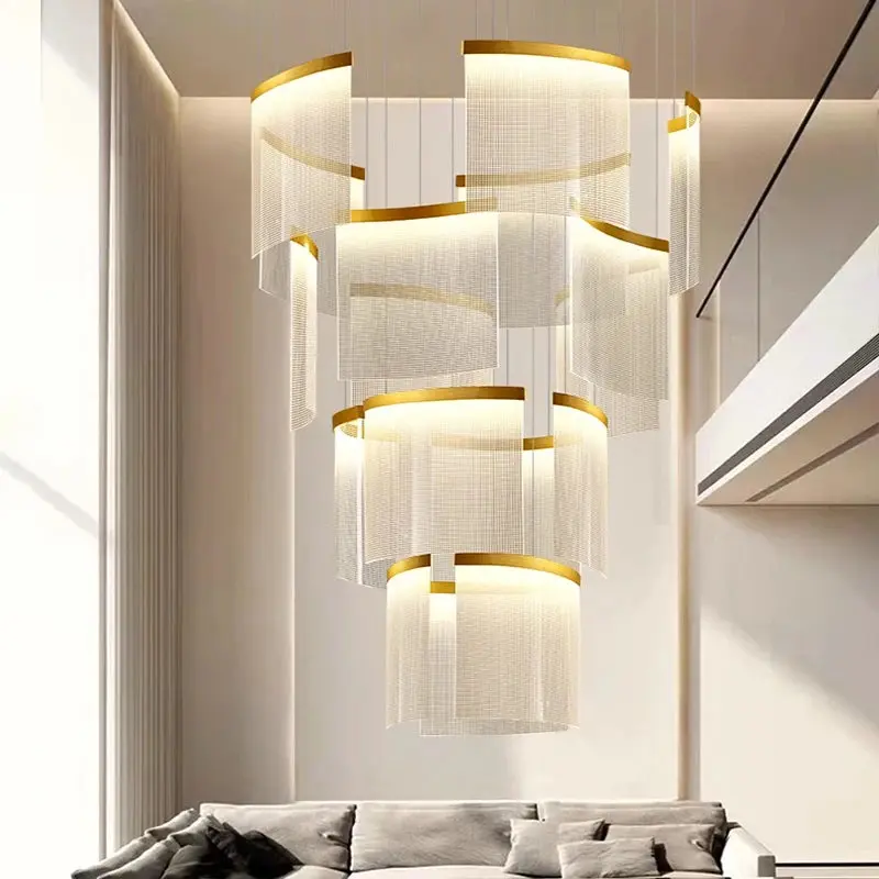Nordic Ceiling Stair Chandelier Gold/Black - Image 5