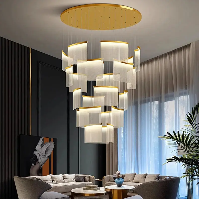 Nordic Ceiling Stair Chandelier Gold/Black - Image 6