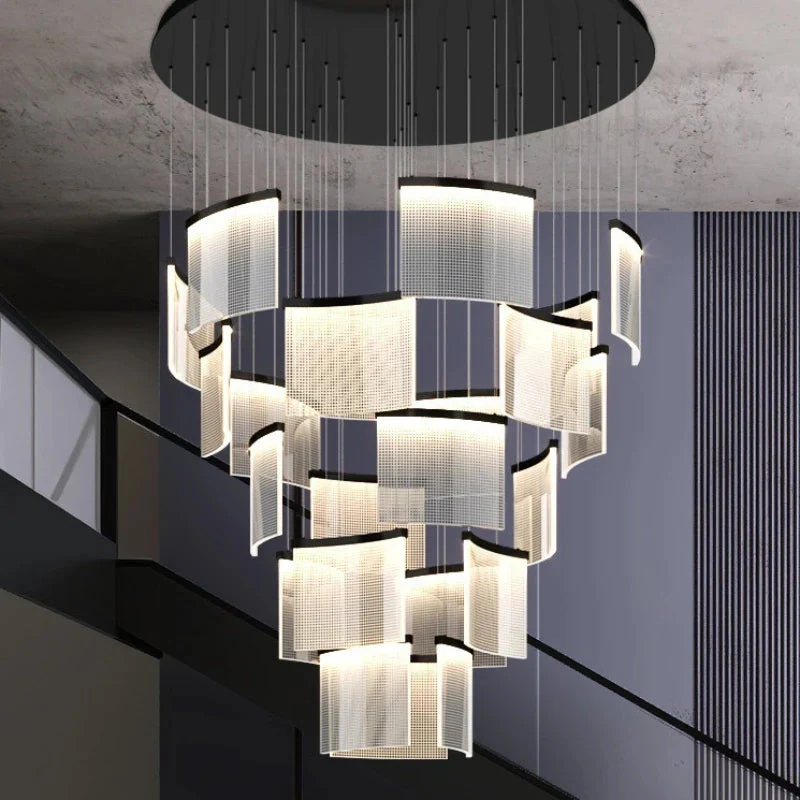 Nordic Ceiling Stair Chandelier Gold/Black - Image 8