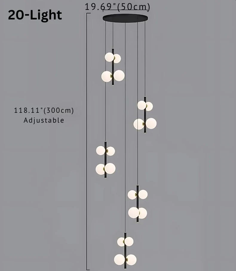 Opal Globe Staircase Pendant Light - Image 10