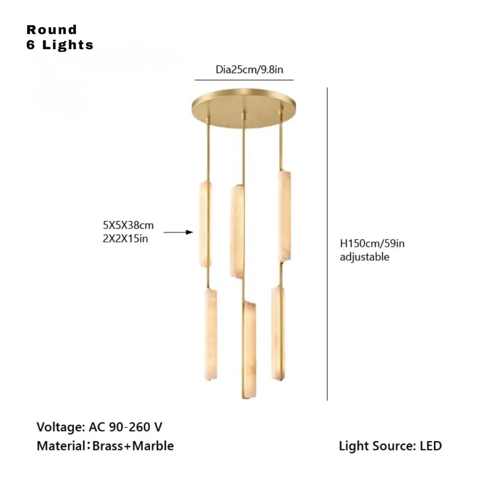 Palix Marble and Brass Chandelier - Image 10
