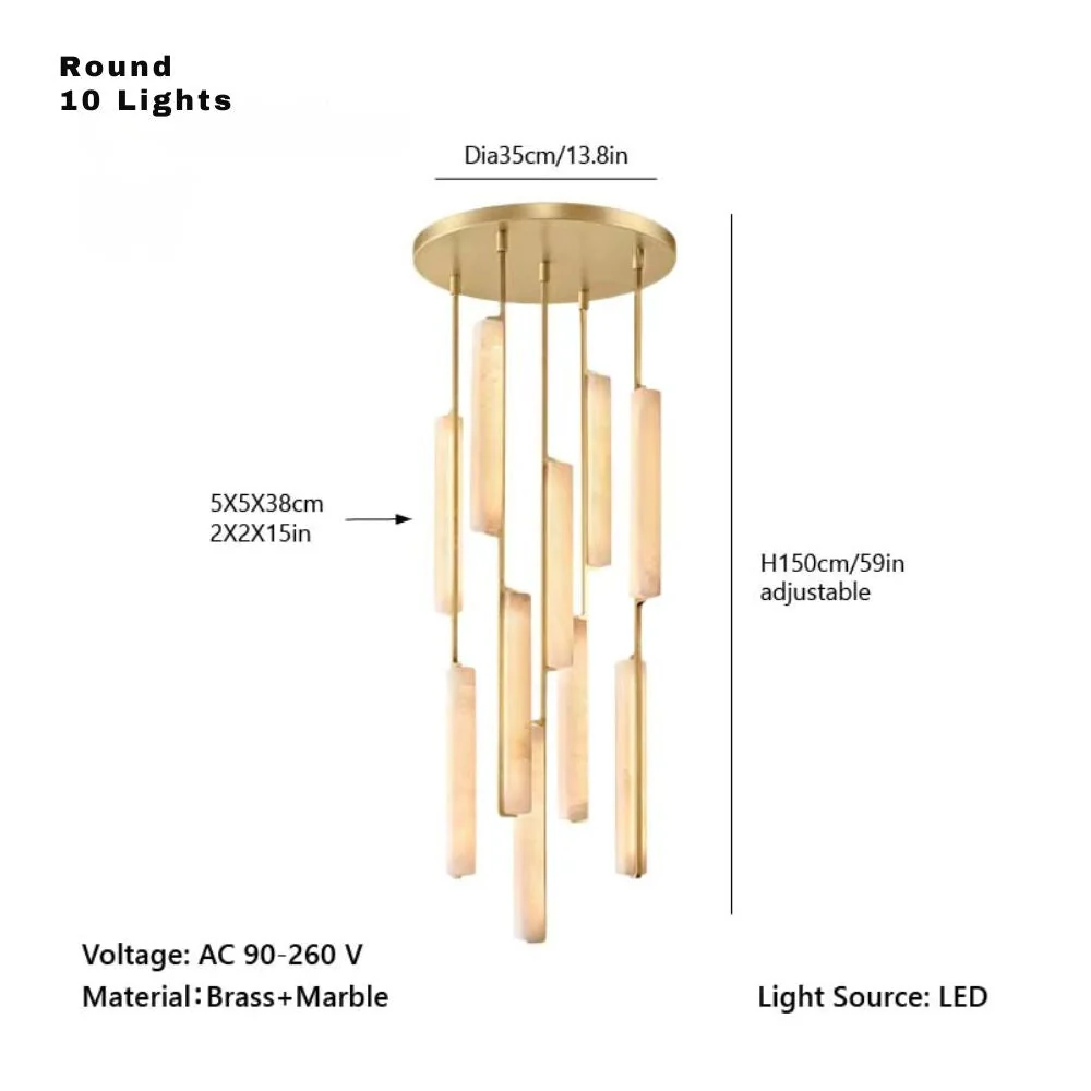 Palix Marble and Brass Chandelier - Image 12