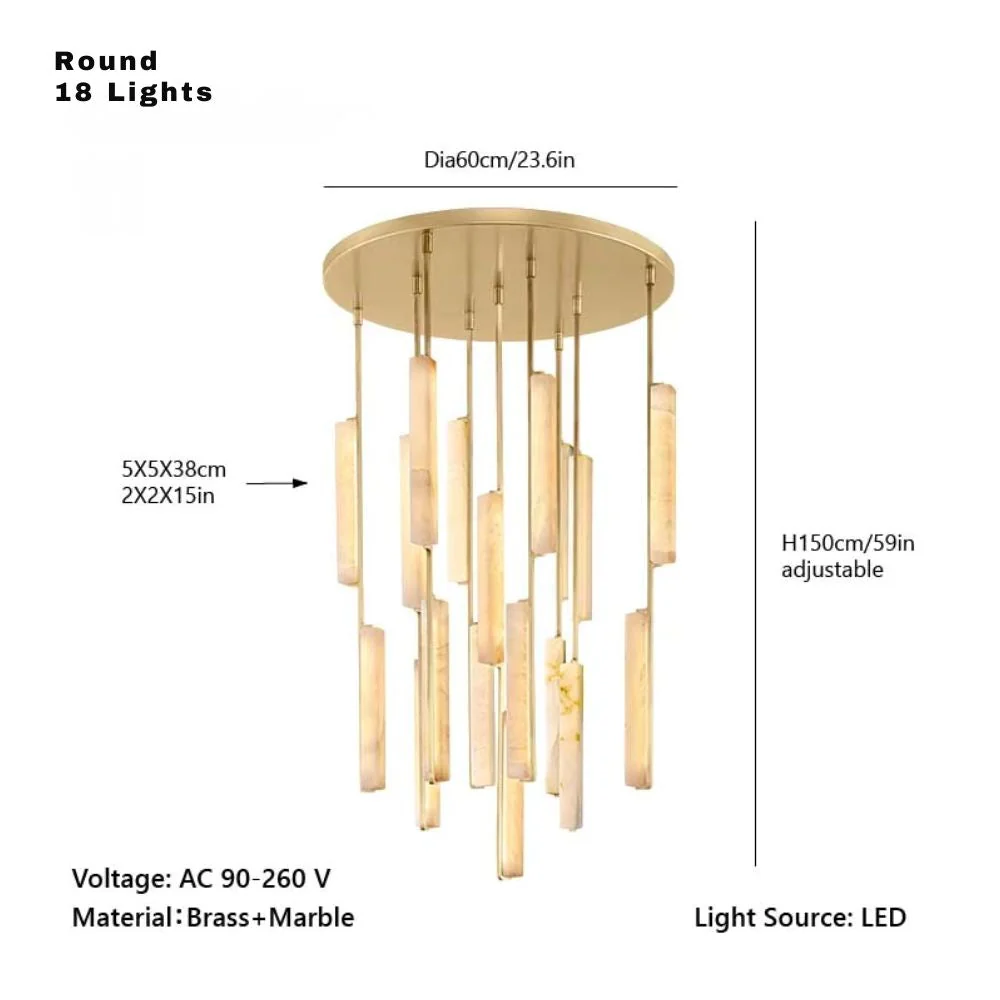 Palix Marble and Brass Chandelier - Image 13