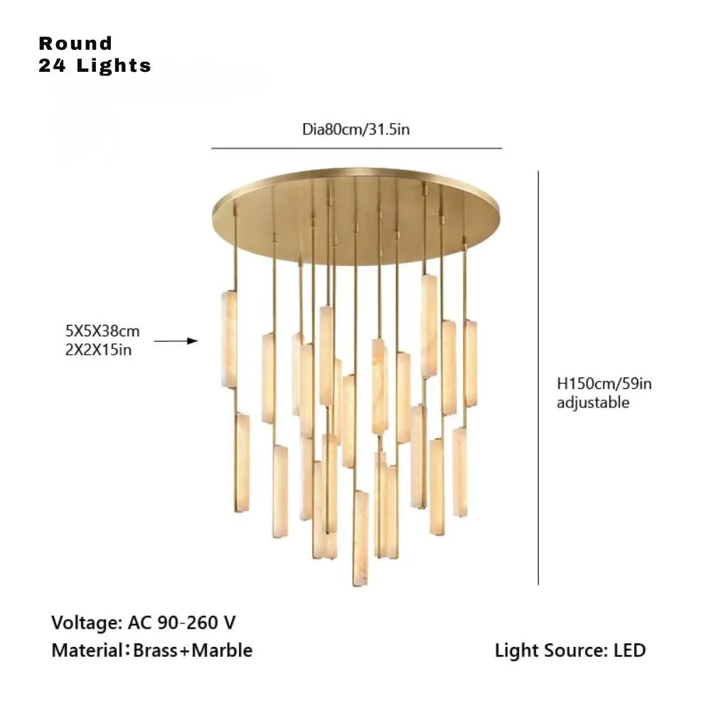 Palix Marble and Brass Chandelier - Image 14