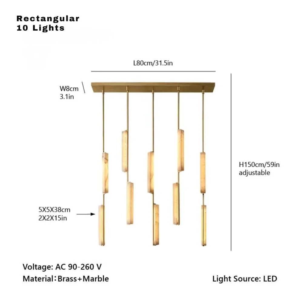 Palix Marble and Brass Chandelier - Image 16