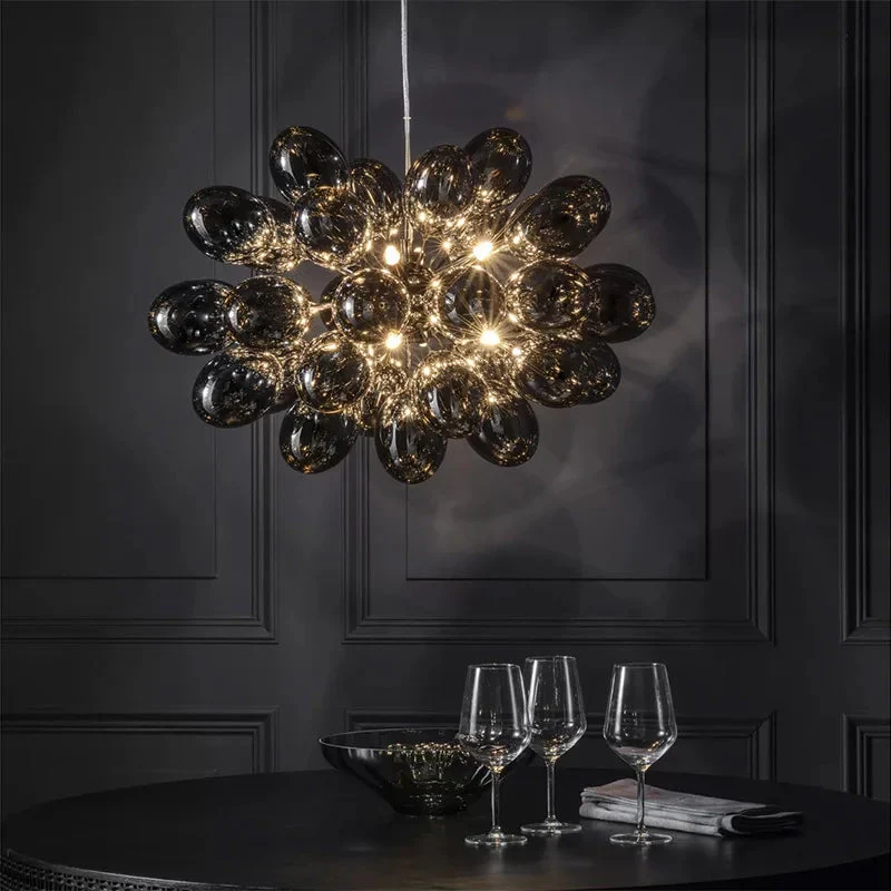 Pearl Black Glass Grape Chandelier - Pendant Light - Image 2