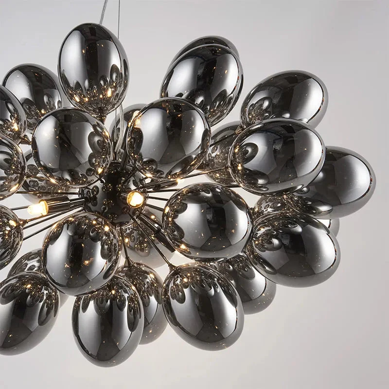Pearl Black Glass Grape Chandelier - Pendant Light - Image 5