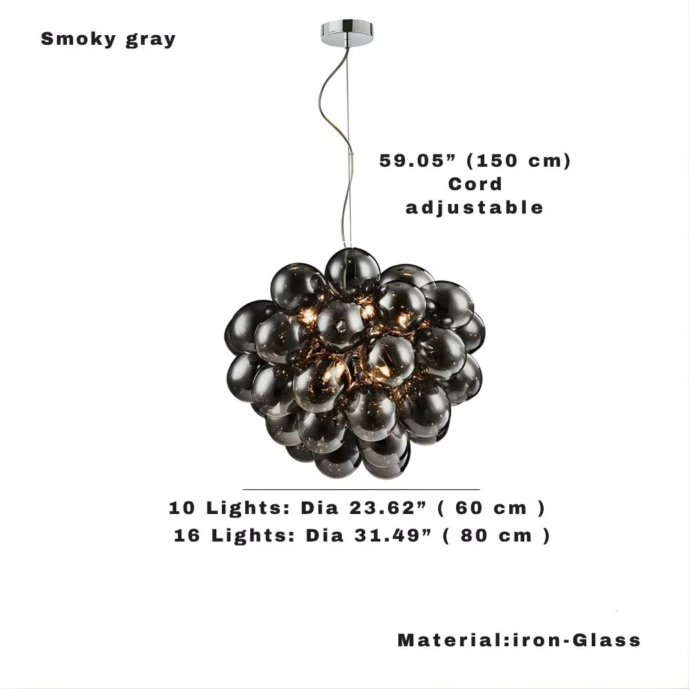 Pearl Black Glass Grape Chandelier - Pendant Light - Image 8