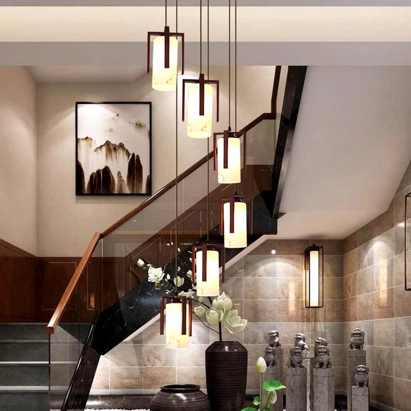Polin Modern Faux Marble Stair Chandelier