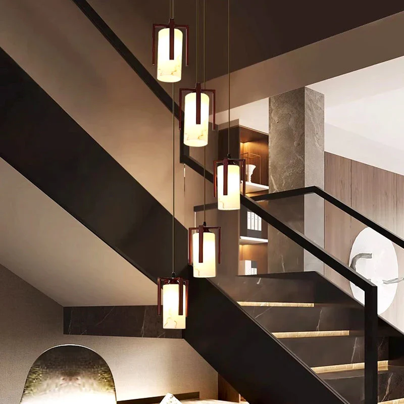 Polin Modern Faux Marble Stair Chandelier - Image 3