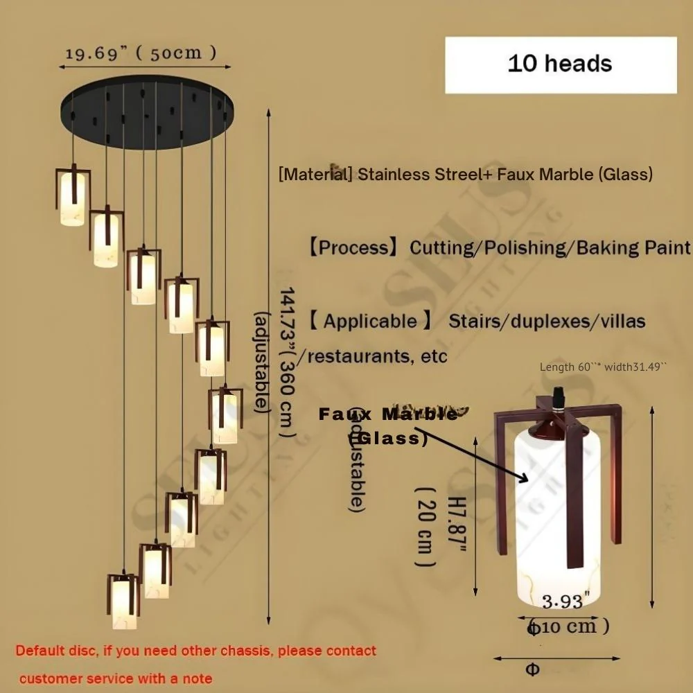 Polin Modern Faux Marble Stair Chandelier - Image 6