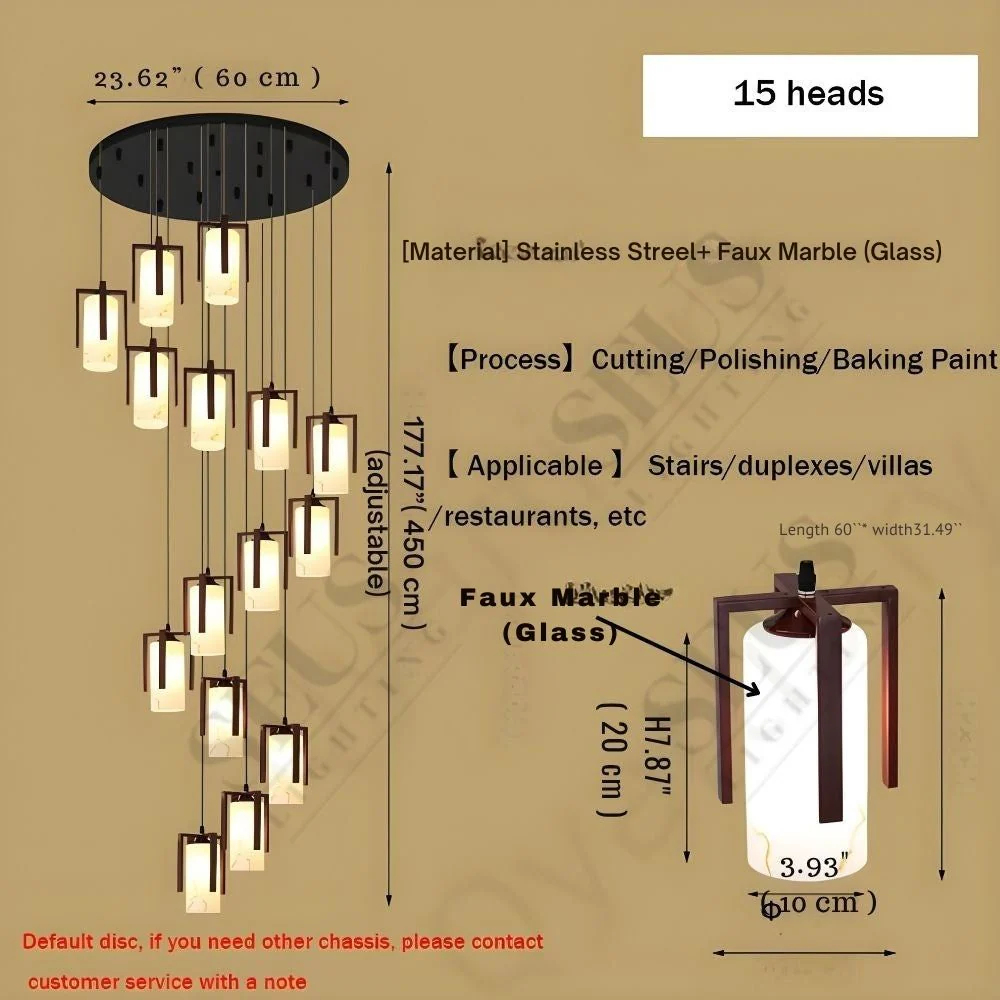 Polin Modern Faux Marble Stair Chandelier - Image 7