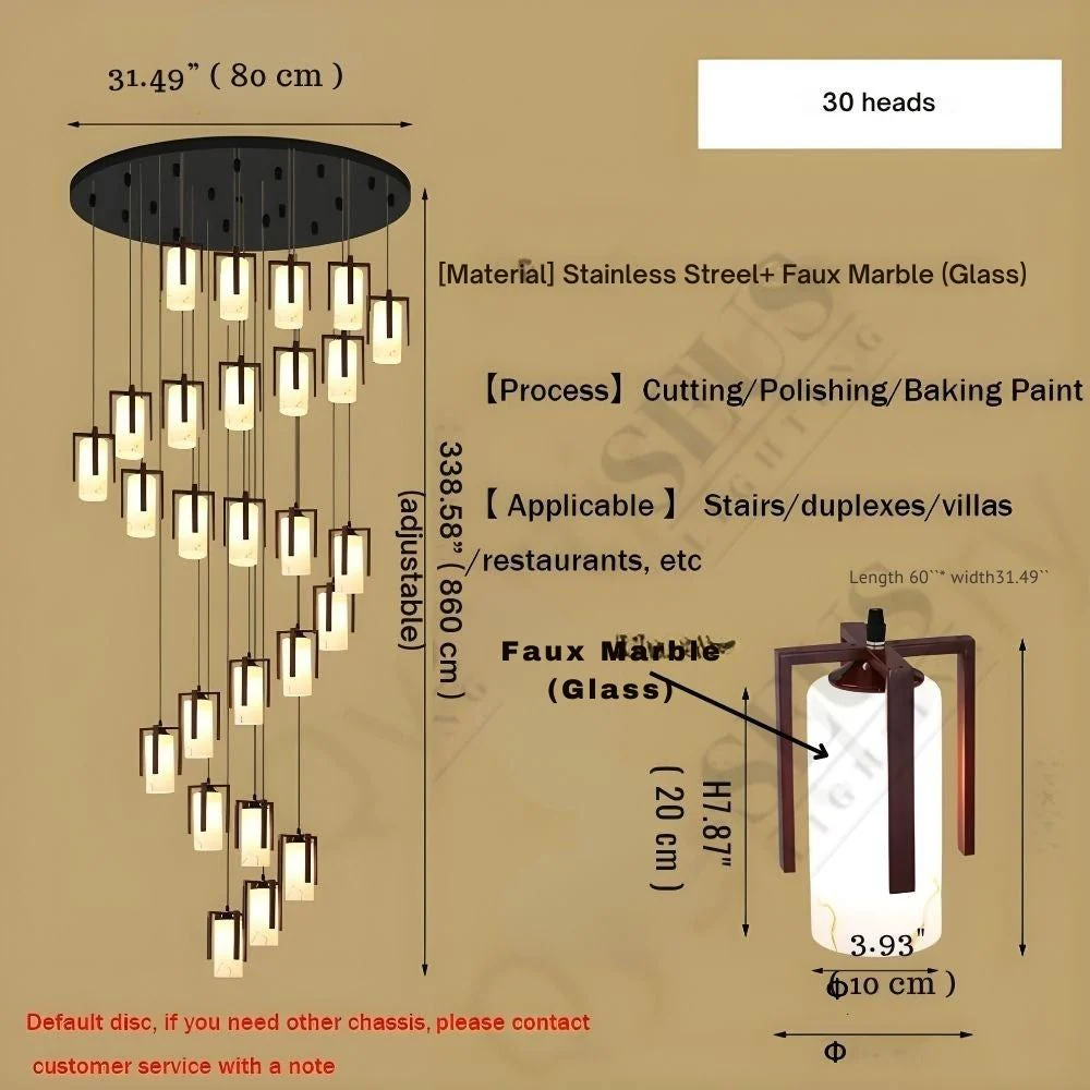 Polin Modern Faux Marble Stair Chandelier - Image 9