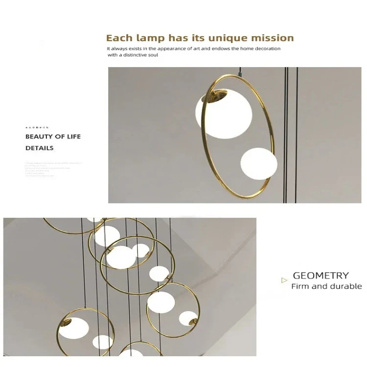 Postmodern Ring Pendant Light for Staircase - Image 5