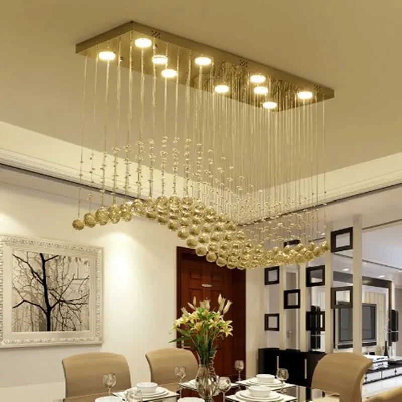 Raindrop Rectangular Crystal Chandelier For Dining Room - Image 3