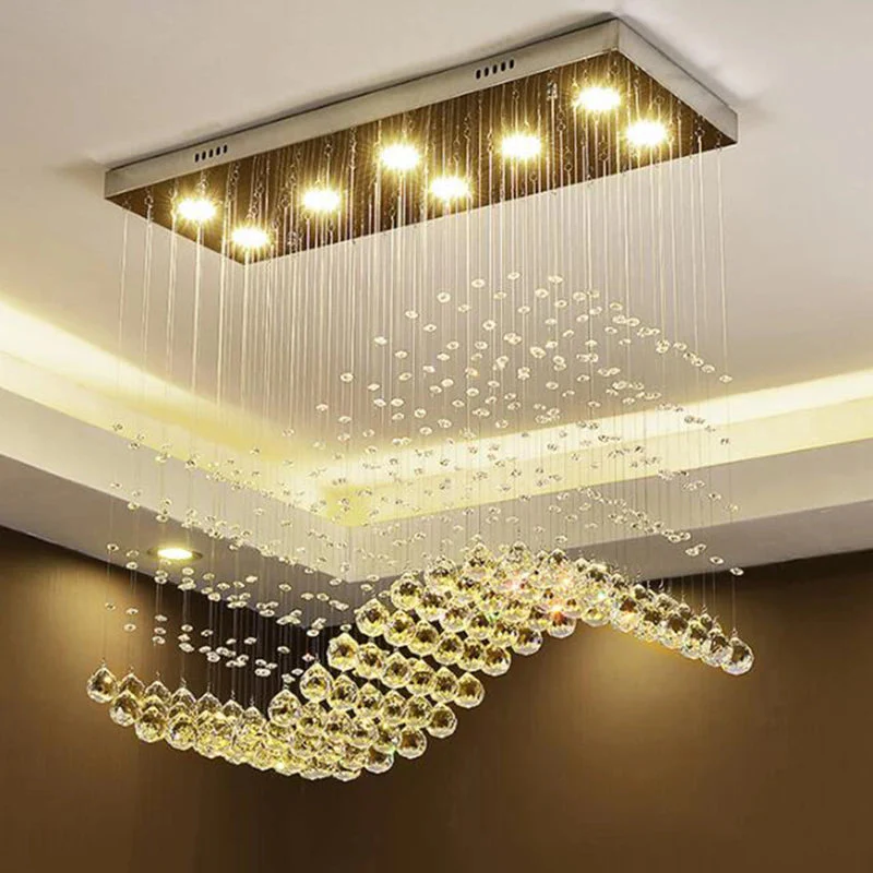 Raindrop Rectangular Crystal Chandelier For Dining Room - Image 4