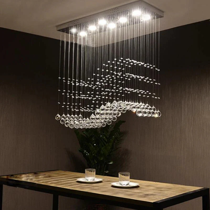 Raindrop Rectangular Crystal Chandelier For Dining Room - Image 5