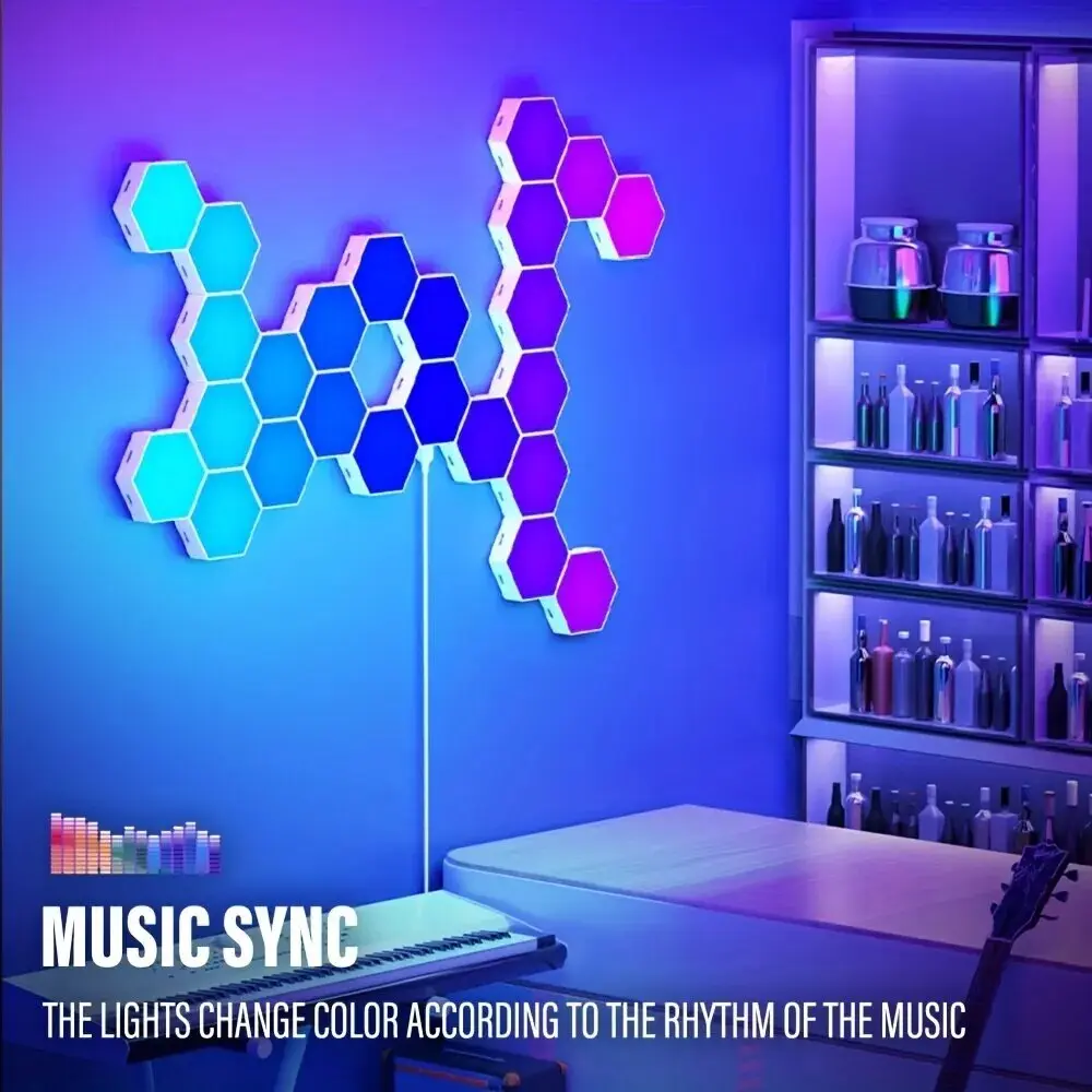 RGB Led Hexagon Wall Lights Wifi/Bluetooth Control - Image 4