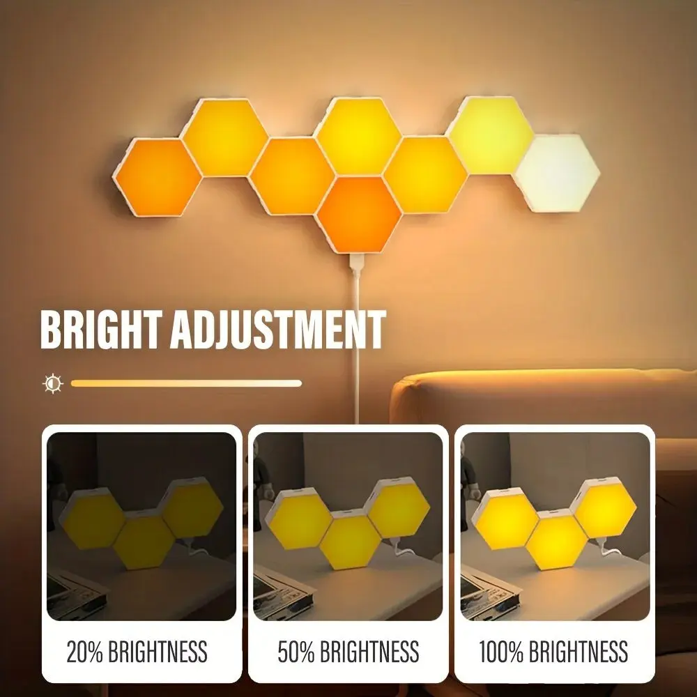 RGB Led Hexagon Wall Lights Wifi/Bluetooth Control - Image 5