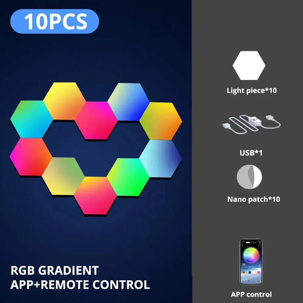 RGB Led Hexagon Wall Lights Wifi/Bluetooth Control - Image 7