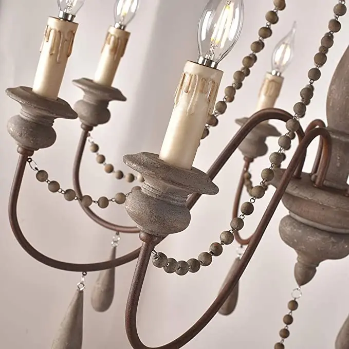 Rose Wooden Large Rustic Chandelier - Image 4