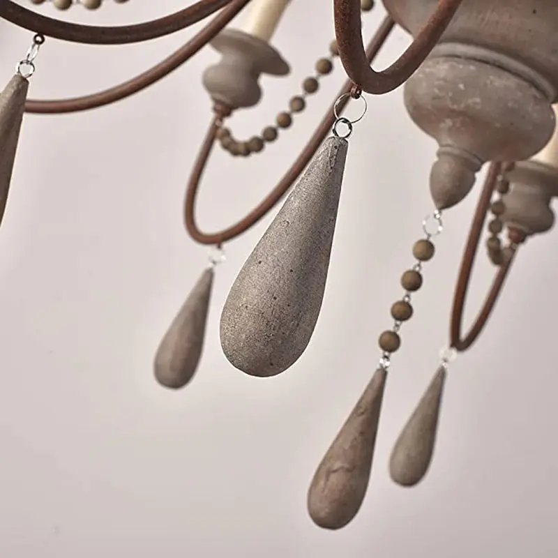 Rose Wooden Large Rustic Chandelier - Image 5