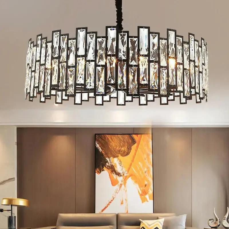 Round Metal Black Crystal Chandelier Small/Medium - Image 3