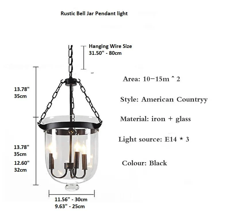 Rustic Bell Jar Pendant light - Image 8