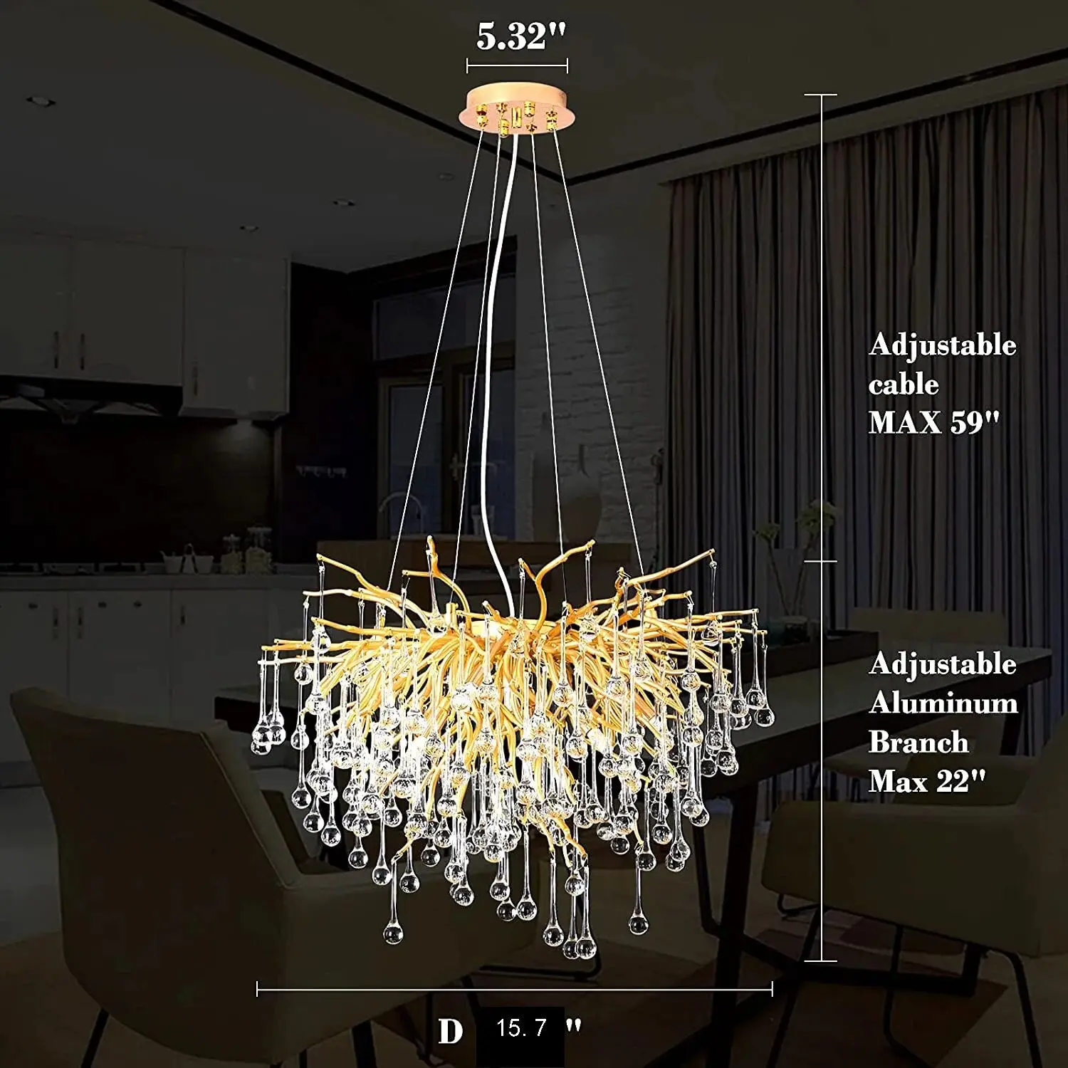Semsem Clear Crystal Beaded Chandelier - Image 4
