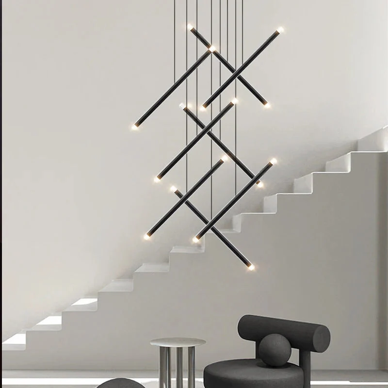Seus Modern Long Chandelier for High Ceiling & Staircase
