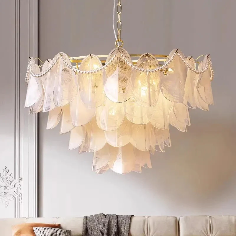 Sina 4 Tier Glass Pendant Chandelier - Image 5