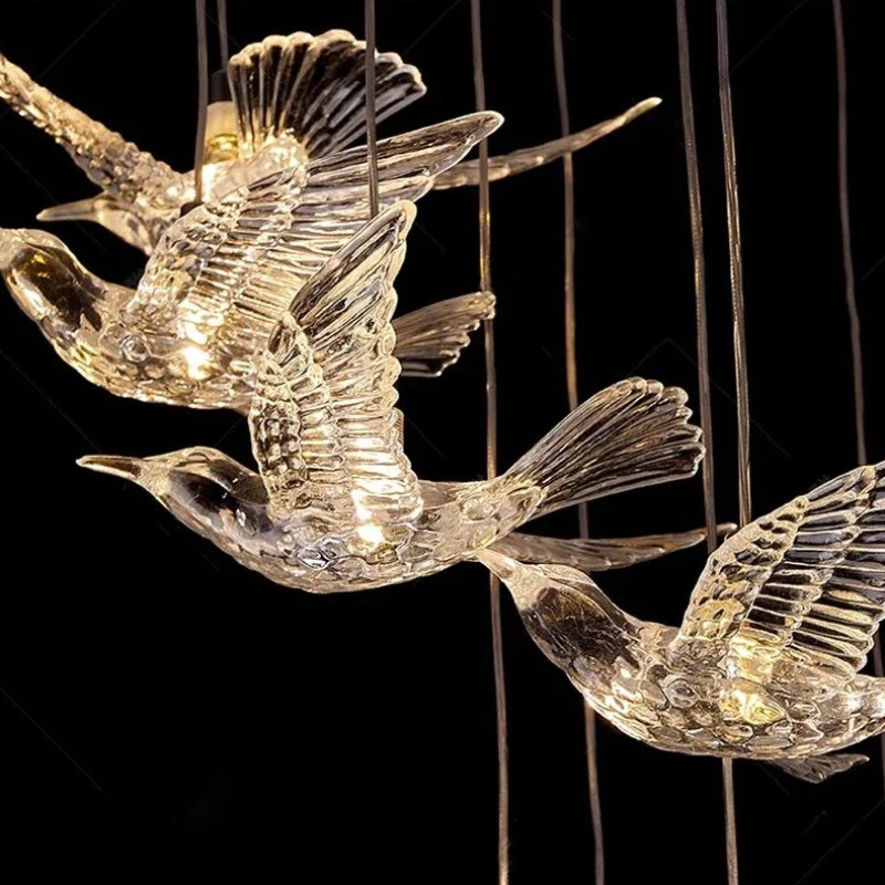 Bird Spiral Long Led Chandelier for Staircase and Foyer - Image 6