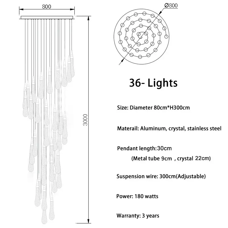 Spiral Raindrop Staircase Ceiling Lighting - Image 10
