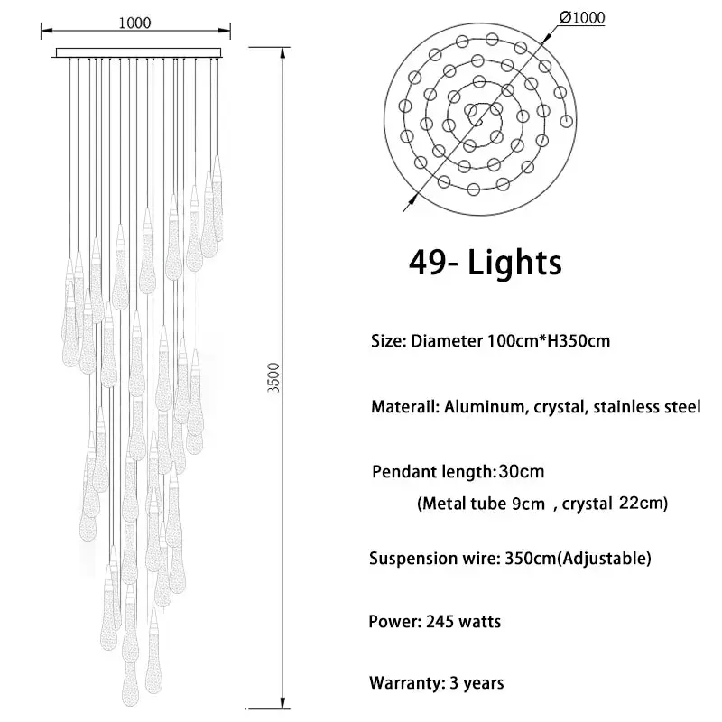 Spiral Raindrop Staircase Ceiling Lighting - Image 11