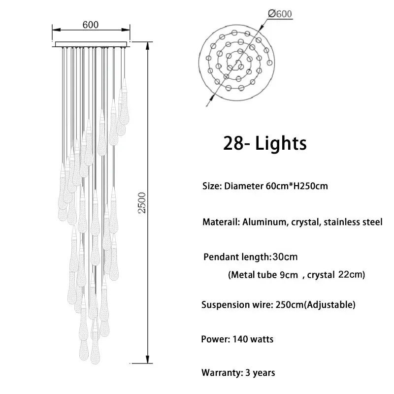Spiral Raindrop Staircase Ceiling Lighting - Image 9
