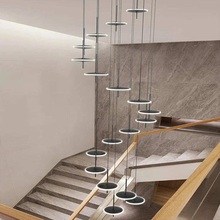 Spiral Round Scandinavian Chandelier for Staircase - Image 2