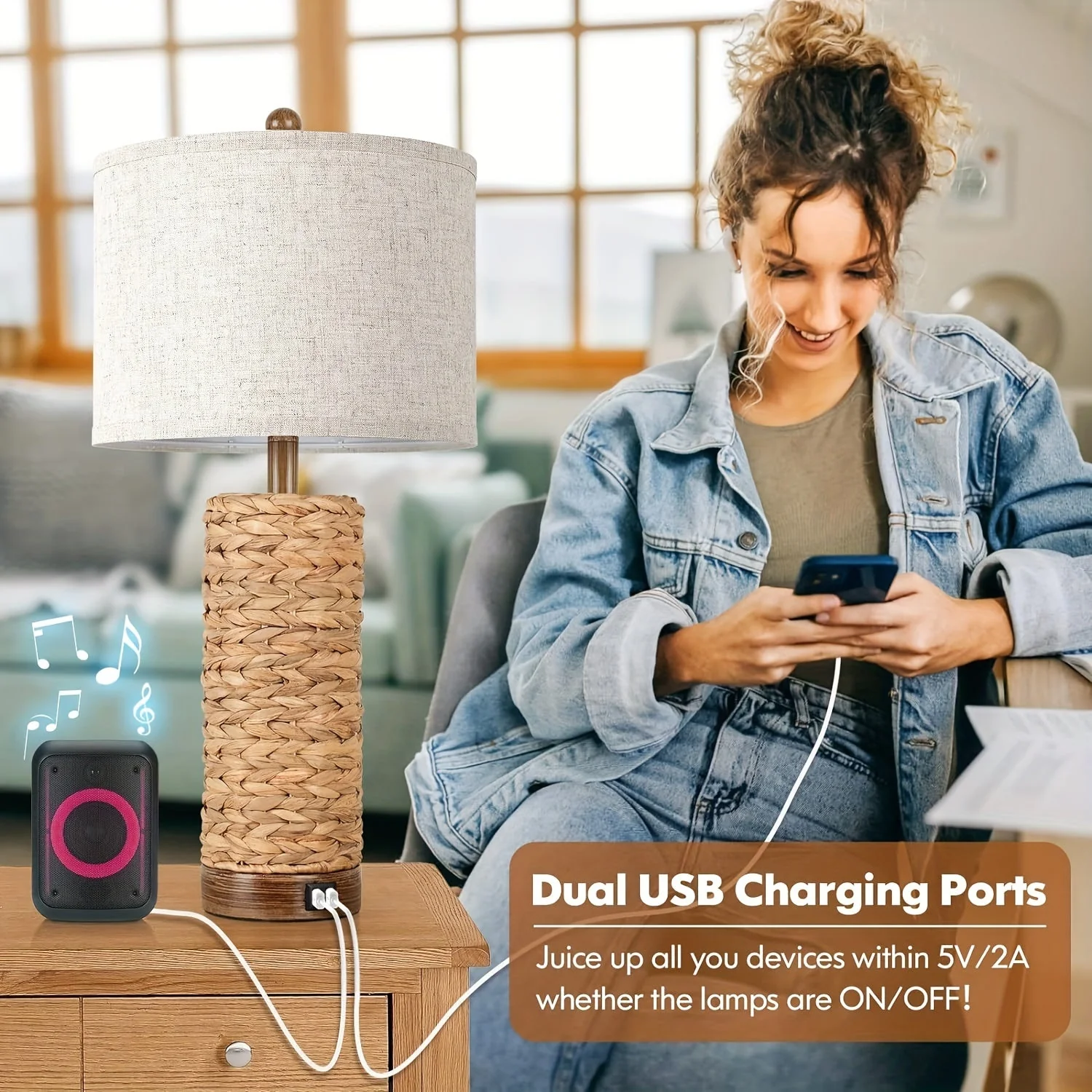 2-Set Tena Rattan Table Lamp - Image 3