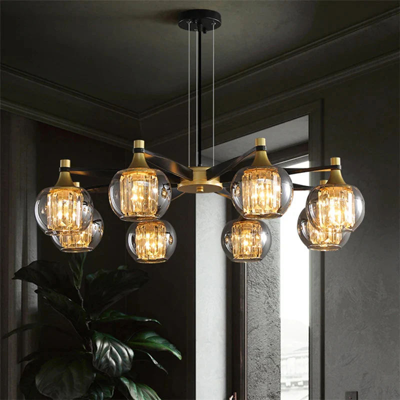 Tia Crystal Glass Globe Multi Light Chandelier - Image 2