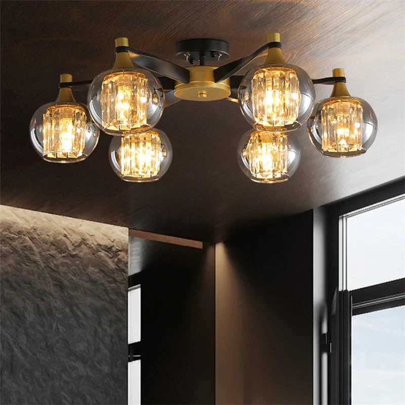 Tia Crystal Glass Globe Multi Light Chandelier - Image 3
