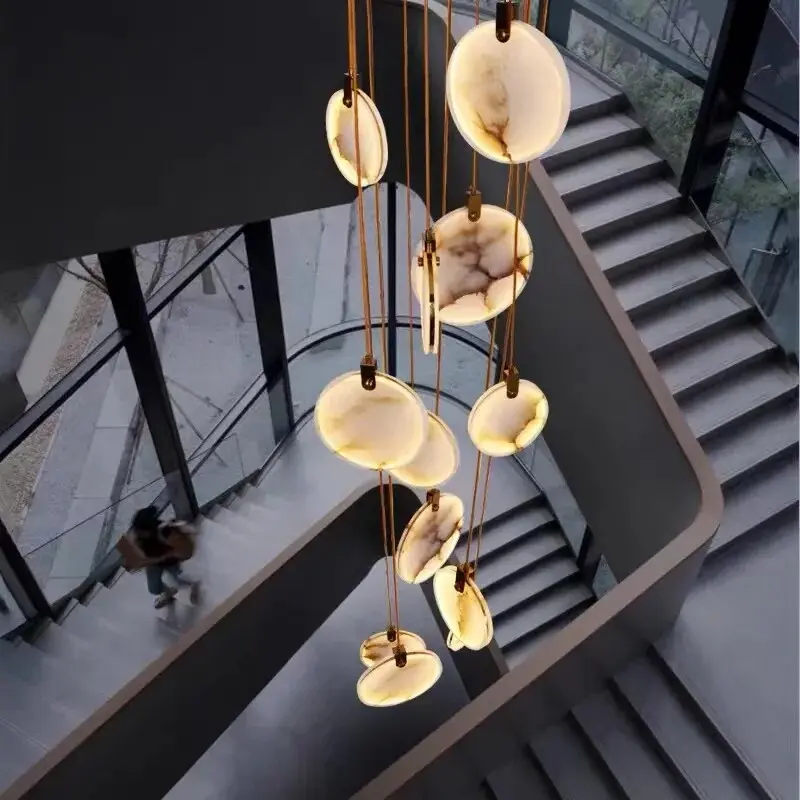 Tuya Marble Large Hanging Stairwell Lighting Chandelier - Image 3